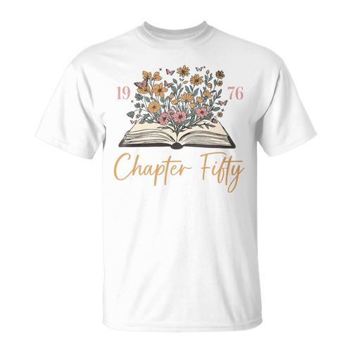 Chapter Fifty 1976 50th Birthday Wildflower Book 50 Year Old Premium Tri-Blend T-Shirt - Bookorys