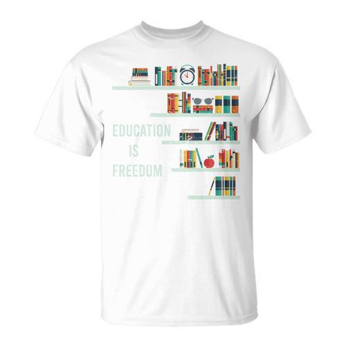 Cool Africa Education Is Freedom Library Book T-Shirt - Bookorys UK