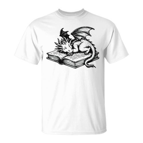 Cute Dragon Books Cottagecore Bookworm Book Lover T-Shirt - Bookorys UK