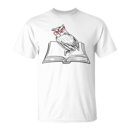 Cute Forest Animal Owl Reading Books Literature T-Shirt - Bookorys