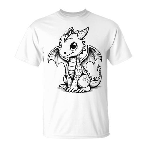 Cute Kawaii Dragon Coloring Book Art Color In T-Shirt - Bookorys CA