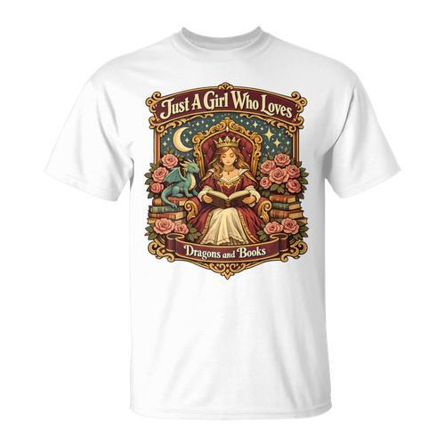 Dragon Reading Book Outfit Girls Dress Fantasy Reader T-Shirt - Bookorys AU