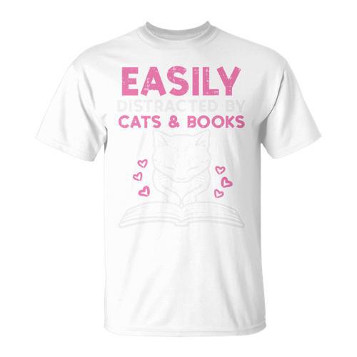 Easily Distracted By Cats Books Bookworm Women Girls Kids Performance T-Shirt - Bookorys AU