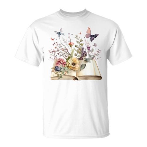 Flowers Gardening And Book Reading Lover T-Shirt - Bookorys