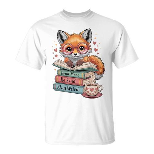 Fox Read More Books Stay Weird Cottagecore Reader Aesthetic Premium Tri-Blend T-Shirt - Bookorys DE