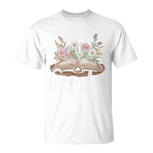 Grandma Est 2027 Best Chapter Yet Floral Book Premium Tri-Blend T-Shirt - Bookorys UK