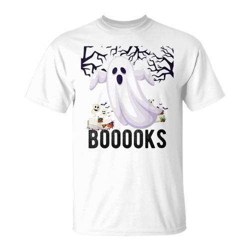 Halloween Teacher Librarian Books Reading Ghost Pun BOOOOKS For Men Women Kids T-Shirt - Bookorys