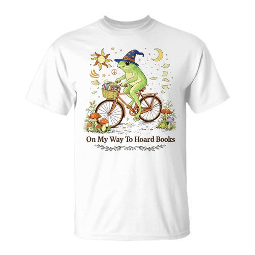 ON My Way To Hoard Books Cute Frog For Book Lovers T-Shirt - Bookorys UK