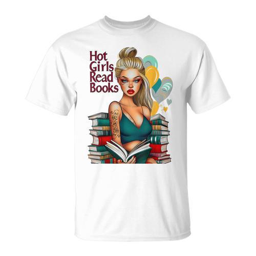 Hot Girls Read Books Spicy Bookish Girl Dark Romance Reader T-Shirt - Bookorys AU