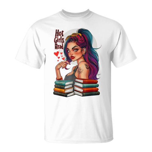 Hot Girls Read Books Spicy Dark Romance Reader Bookish Girl T-Shirt - Bookorys