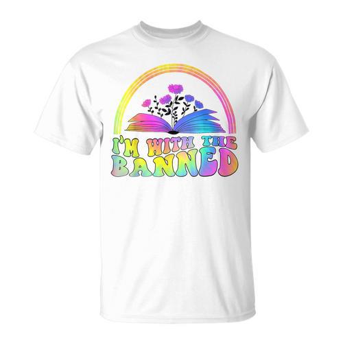I'm With The Banned Books Retro Tie Dye Wildflowers T-Shirt - Bookorys DE