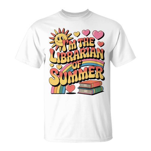 I'm The Librarian Of Summer Groovy Rainbow Retro Book Lover T-Shirt - Bookorys
