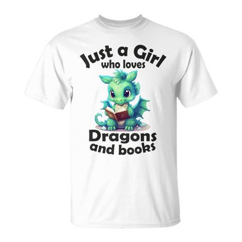 Just a Girl Who Loves Dragons And Books Dragon For Kids T-Shirt - Bookorys