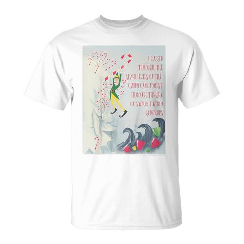 Kids Elf Swirly Twirly Gumdrops Book Page Poster T-Shirt - Bookorys AU