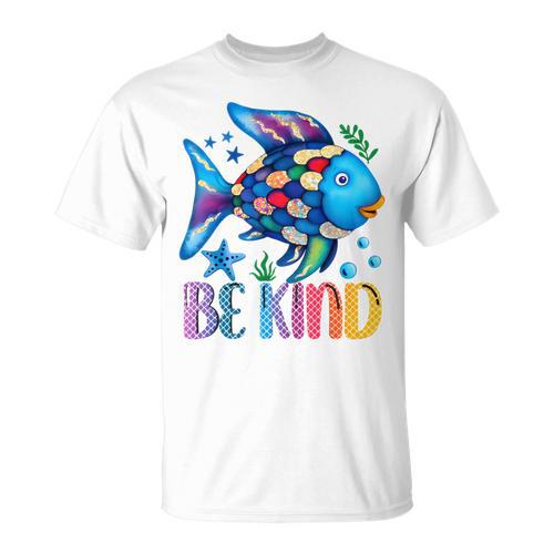 Kids Be Kind Rainbow Scale Fish Teacher Reading Book Toddler T-Shirt - Bookorys DE