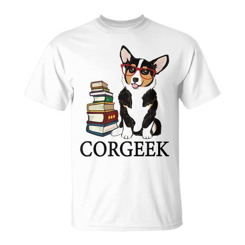 Kids Readng Corgeek Books Tricolor Corgi Lover T-Shirt - Bookorys UK
