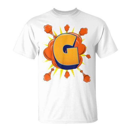 Letter G Initial Comic Book Vintage Matching Family Fun T-Shirt - Bookorys CA