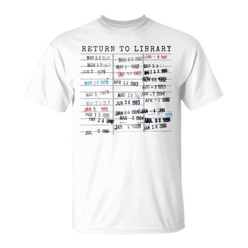 Library Card Due Date Stamp Book Lover Reading Vintage Read T-Shirt - Bookorys CA
