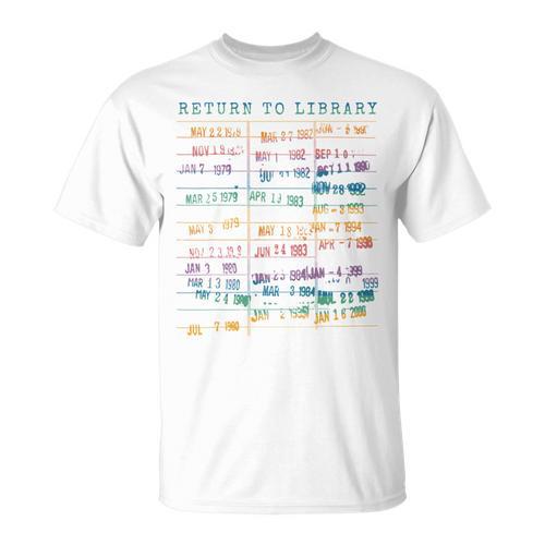 Library Card Vintage Book Due Date Bookish Rainbow Reading T-Shirt - Bookorys