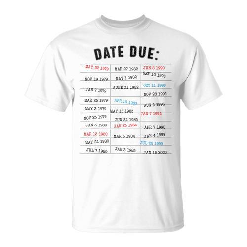 Library Due Date Stamp Card Librarian Book Reading Vintage T-Shirt - Bookorys