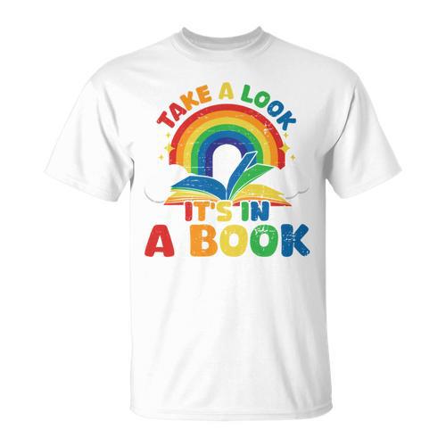 Take a Look It's In a Book Rainbow Reading T-Shirt - Bookorys AU