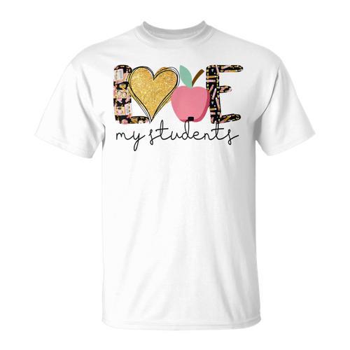 Love My Students Book Pencil Apple Back To School T-Shirt - Bookorys CA