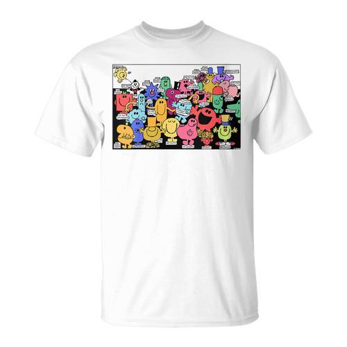 Mr Men Little Miss Retro Colourful Comic Book Scene T-Shirt - Bookorys