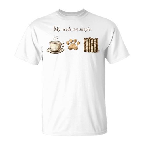 My Needs Are Simple Coffee Paw And Books Vintage T-Shirt - Bookorys
