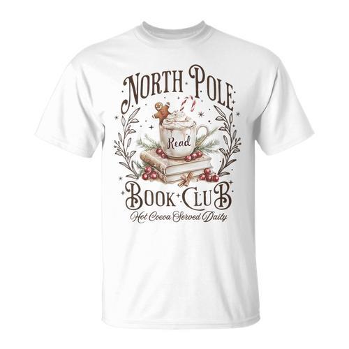 North Pole Readers Club Bookish Xmas Santa Book Reading T-Shirt - Bookorys CA