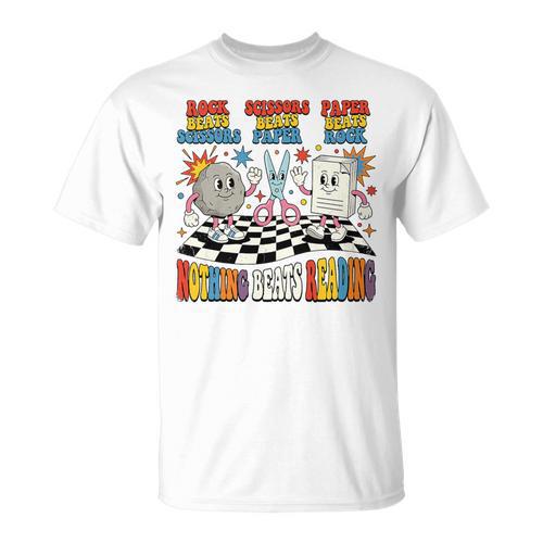 Nothing Beats Reading Rock Paper Scissors Book Love Premium Tri-Blend T-Shirt - Bookorys UK