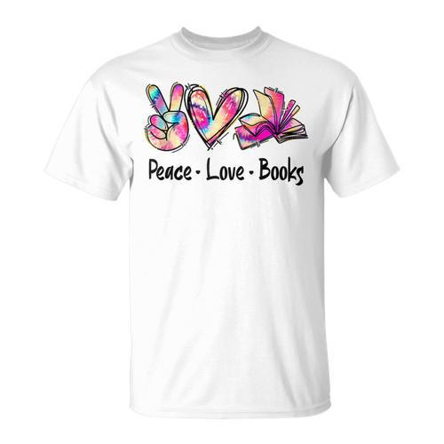 Peace Love Books Librarian Teacher Life Book Library Tie Dye T-Shirt - Bookorys DE