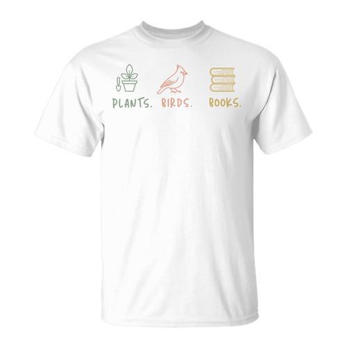 Plants Birds Books Lover Bird Watching Outfit For Bird Nerd T-Shirt - Bookorys CA