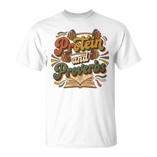 Protein And Proverbs Protein Workout Book Lover Retro T-Shirt - Bookorys AU