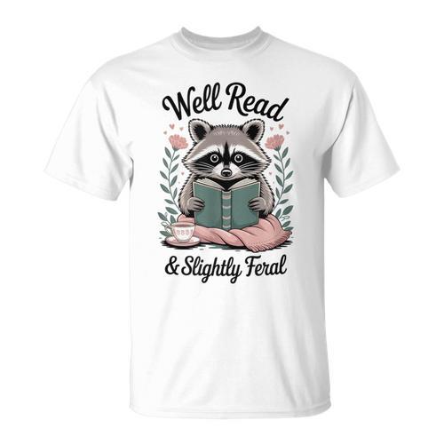 Well Read & Slightly Feral Raccoon Book Women T-Shirt - Bookorys CA
