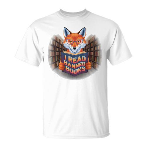 I Read Banned Books Sly Fox Reading Books T-Shirt - Bookorys UK