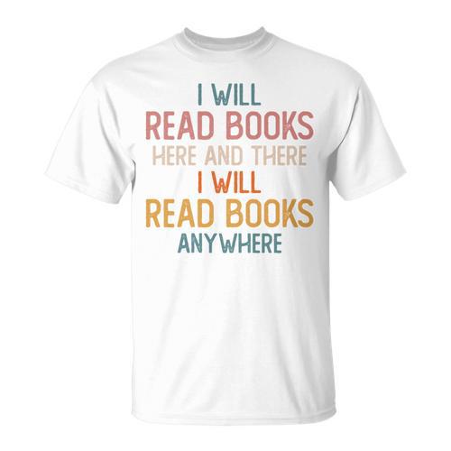 I Read Books Anywhere I Love Heart Books Bookworm T-Shirt - Bookorys