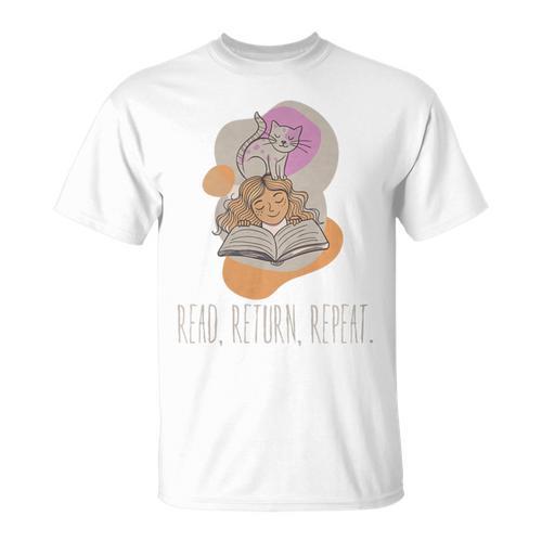 Read Return Repeat Book Lover Cat Reading Library Premium Tri-Blend T-Shirt - Bookorys AU
