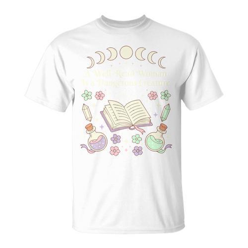 Well Read Woman Literature Quote Celestial Book Floral T-Shirt - Bookorys