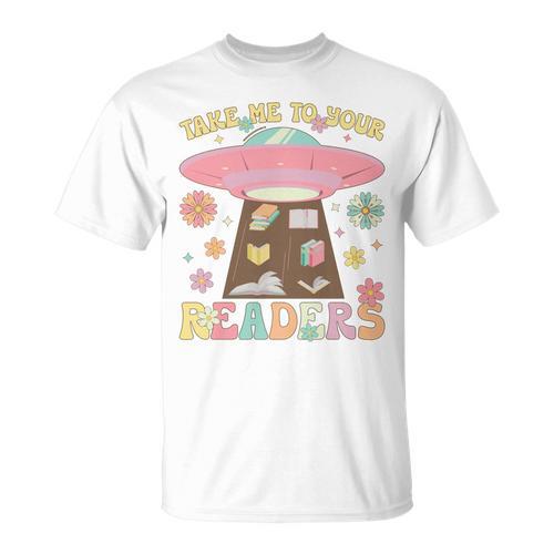 Take Me To Your Readers Groovy Book Reader Book Reading T-Shirt - Bookorys CA
