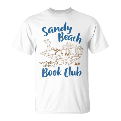 Reading Book Lover Bookish Summer Sandy A Beach Book Club T-Shirt - Bookorys UK