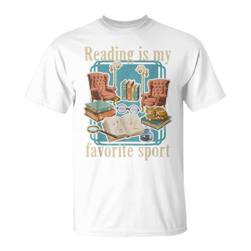 Reading Is My Favorite Sport Vintage Book Lover Cozy Reading T-Shirt - Bookorys