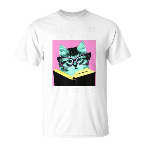 Reading Kitty I Like Books T-Shirt - Bookorys