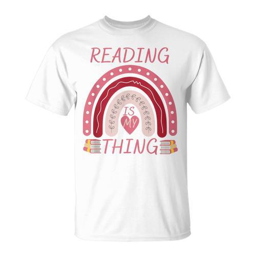 Reading Is My Thing Book Bookworm Teacher Rainbow Girl T-Shirt - Bookorys DE