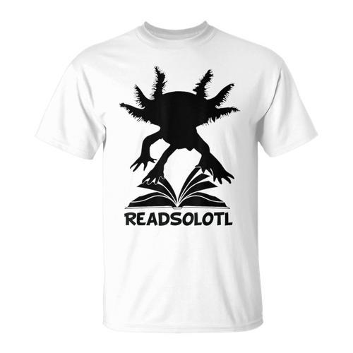Readsolotl Axolotls Funny Kids Reading Fish Books Kawaii T-Shirt - Bookorys