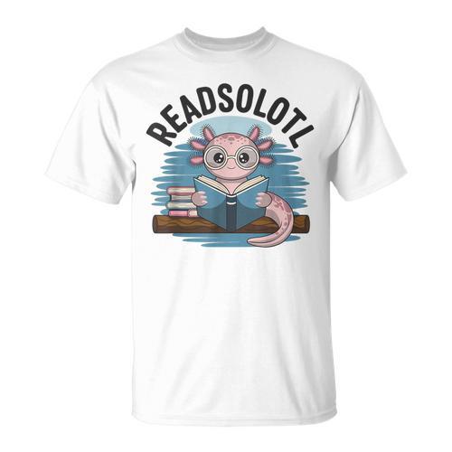 Readsolotl Book Lover Reading Axolotl Kids Reader T-Shirt - Bookorys DE