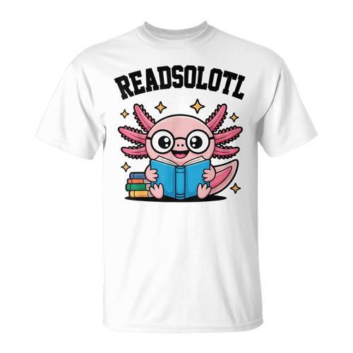 Readsolotl Pink Kawaii Axolotl Book Lover Reading T-Shirt - Bookorys