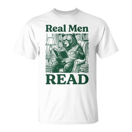 Real Men Read Cute Bear Tea Book Lover Men Boys Reading Premium Tri-Blend T-Shirt - Bookorys DE