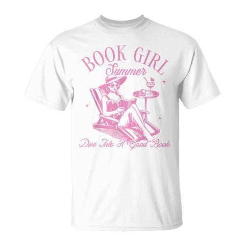 Retro Book Girl Summer Beach Vacation For Book Lover T-Shirt - Bookorys