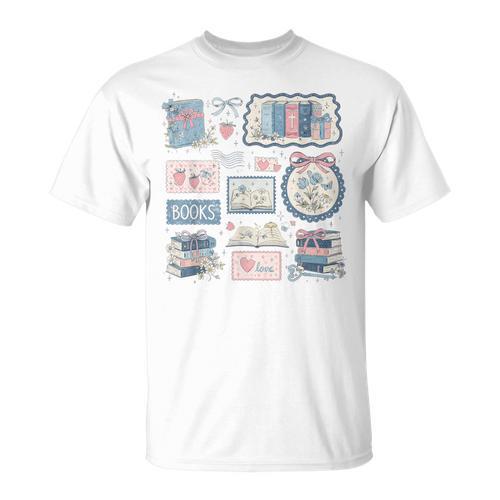 Retro Bookish Love Collage Book Lover Librarian Scrapbook T-Shirt - Bookorys UK