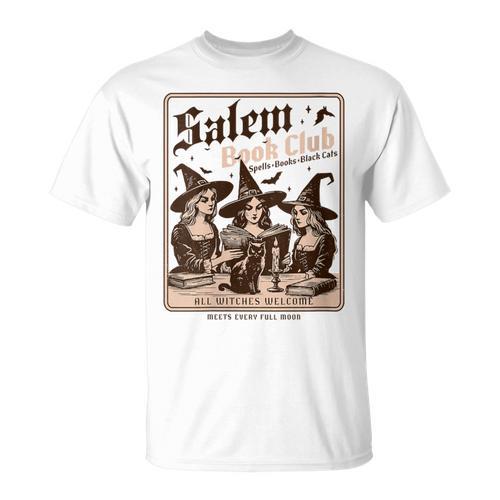 Salem Book Club Bookish Halloween Retro Salem Witch Book T-Shirt - Bookorys